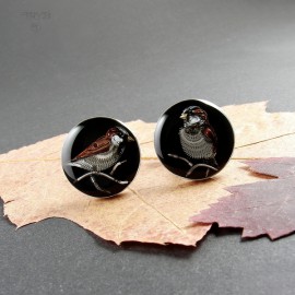 Cufflinks with sparrows of watch elements