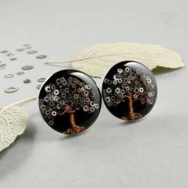 Hand made cufflinks with steampunk trees