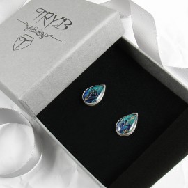Navy blue stud earrings sea inspired