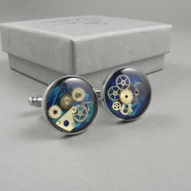 Quality steampunk cufflinks with watch parts