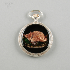 Original pendant with a fox sleeping in a crown