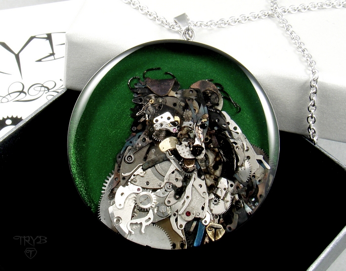 Zawieszka na zamówienie klienta - nietypowa biżuteria z mechanizmów zegarków - biżuteria artystyczna steampunk