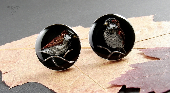 sparrows cufflinks - custom made cufflinks - jewelry for order