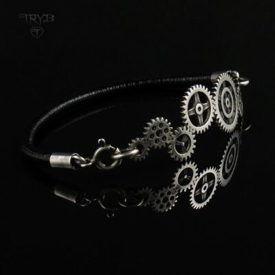Bransoletka ze srebra zębatki i trybiki
