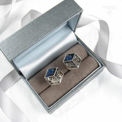 Eleganckie srebrne spinki do mankietów na prezent