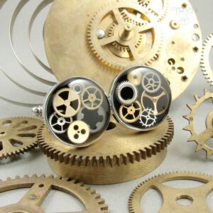 czarne spinki do mankietów z trybami