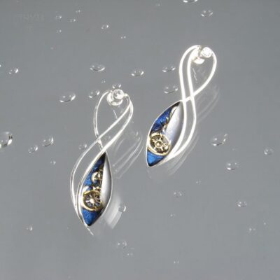 Wiszące kolczyki ze srebra i części zegarków