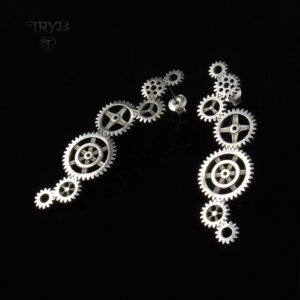 GEAR ME UP - długie kolczyki tryby ze srebra 925