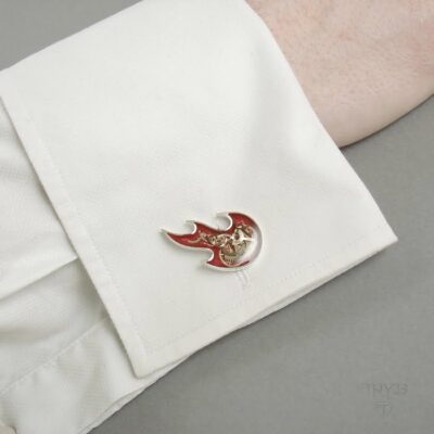 Męska biżuteria artystyczna spinki płomienie