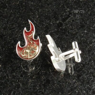 DWA OGNIE spinki do mankietów płomienie