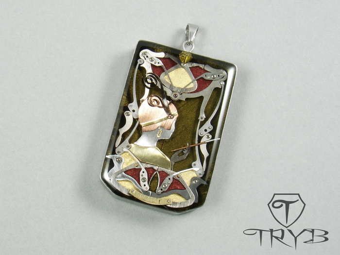 Modernistyczna zawieszka GLAMOUR LADY - portret elegantki z lat 20