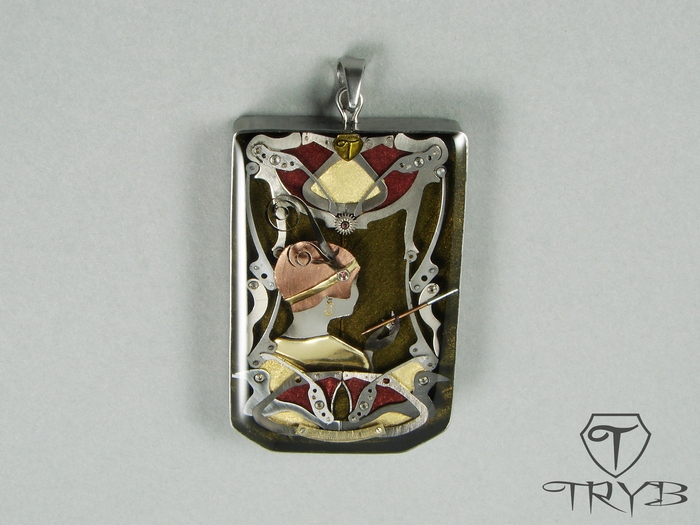 Modernistyczna zawieszka GLAMOUR LADY - portret elegantki z lat 20