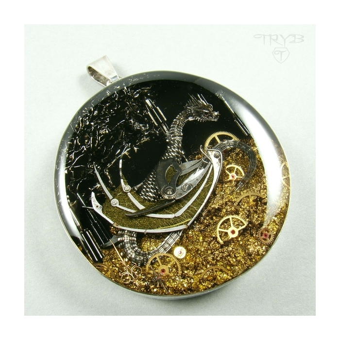 Iffjolk - Oryginalna srebrna zawieszka ze smokiem z części zegarków