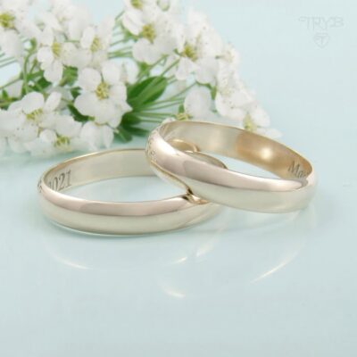 Klasyczne obrączki ślubne ze złota z grawerem