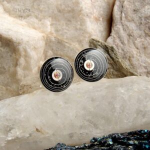 Mieniące się kolczyki kosmos galaktyka planety w oprawach ze srebra