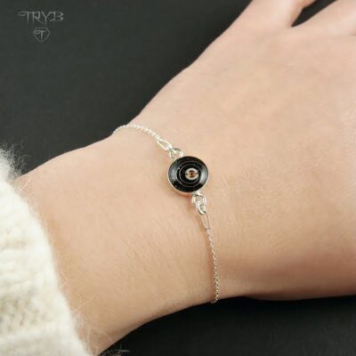 Kosmiczna bransoletka na łańcuszku srebrnym z kryształem górskim