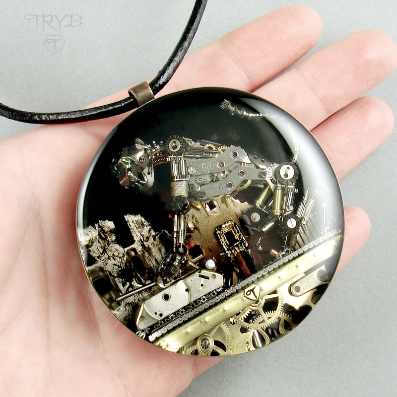 Kot i mysz - wisior steampunk