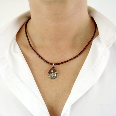 Naszyjnik z liskiem ze srebra i części zegarków