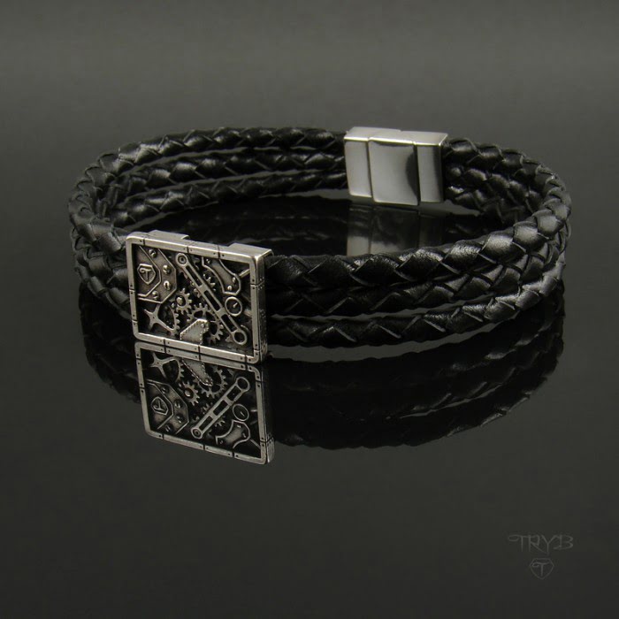 Piękna i stylowa bransoletka męska ze skóry i srebra