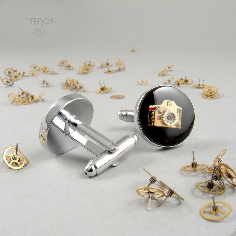 Spinki z aparatami fotograficznymi na prezent