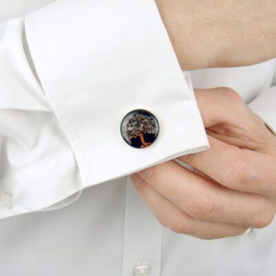 Męska biżuteria artystyczna - spinki drzewa