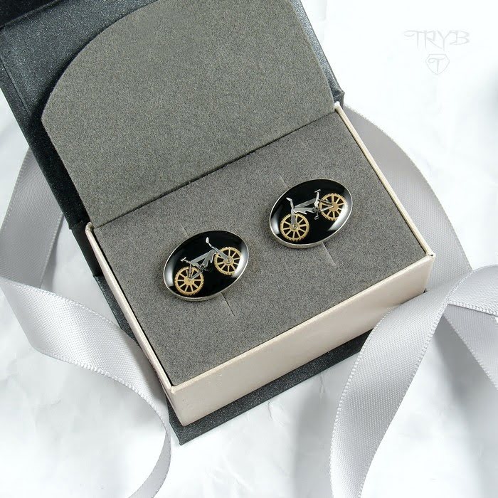 Spinki rowery ze srebra i części zegarków