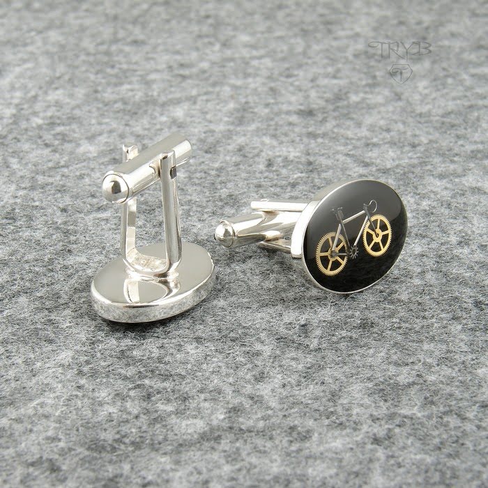 Srebrne spinki do mankietów rowery szosowe