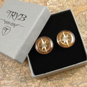 Biżuteria artystyczna dla mężczyzn - spinki do mankietów róże wiatrów