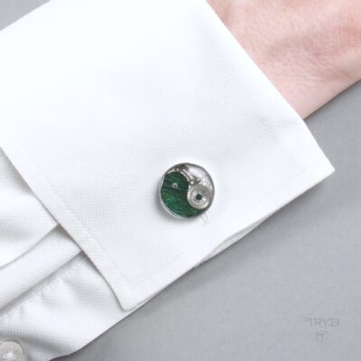 Mechaniczno naturalne Yin Yang spinki do mankietów