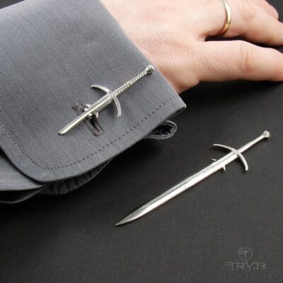 Oryginalne spinki do mankietów miecze ze srebra