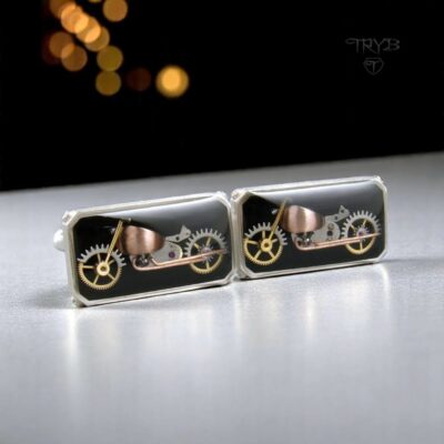 Spinki motocykle cruisery ze srebra i części zegarków