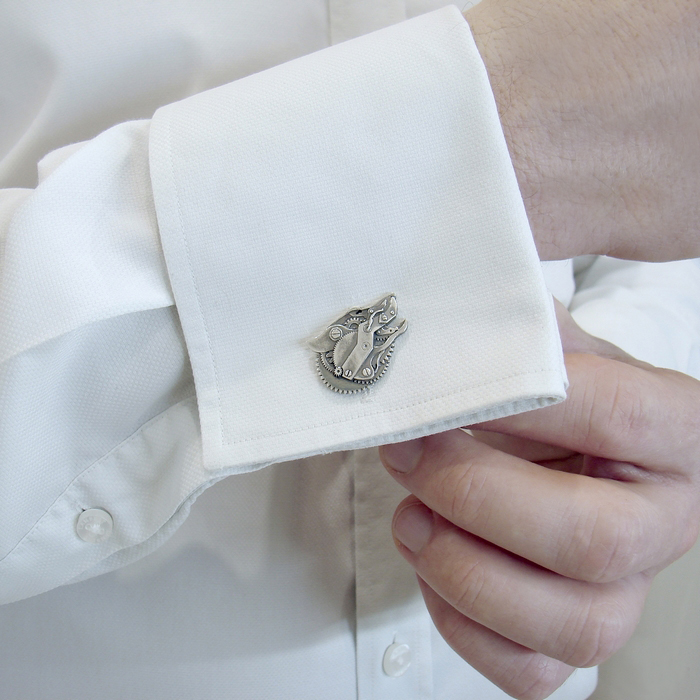 Spinki wilki ze srebra