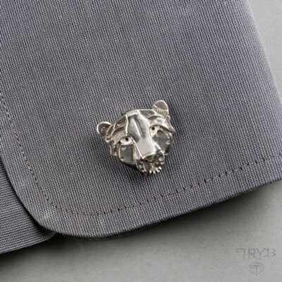 Spinki gepardy steampunk ze srebra