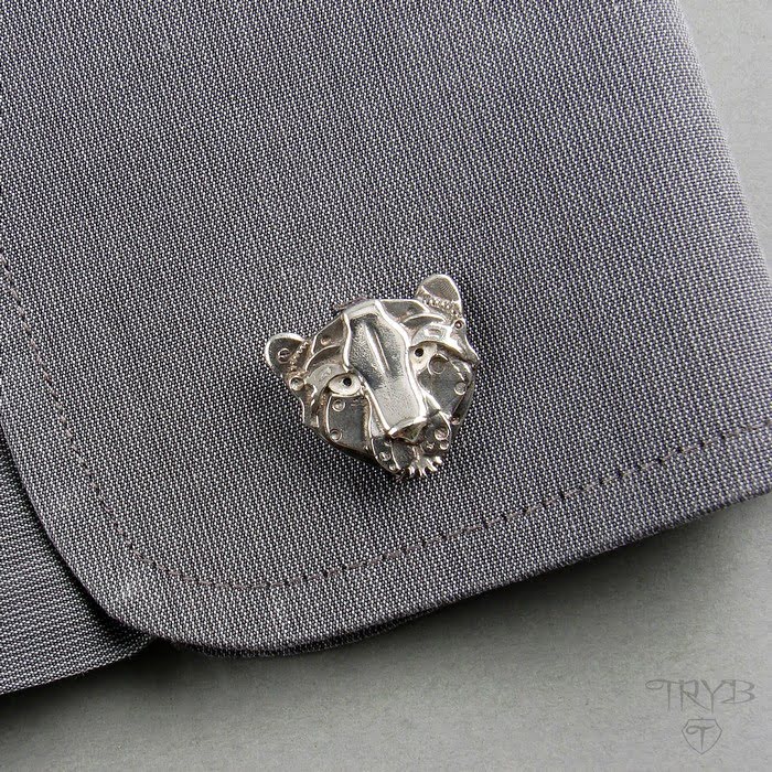 Spinki gepardy steampunk ze srebra