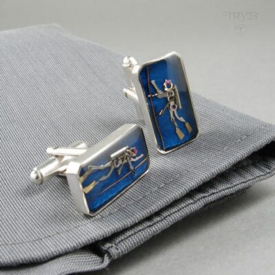 Srebrne spinki do mankietów z nurkami głębinowymi