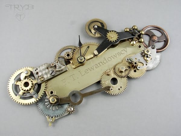 Steampunkowa tabliczka z nazwiskiem na drzwi mieszkania