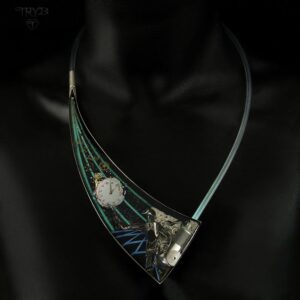 LINIA ŚWIATŁA unikatowy srebrny naszyjnik artystyczny