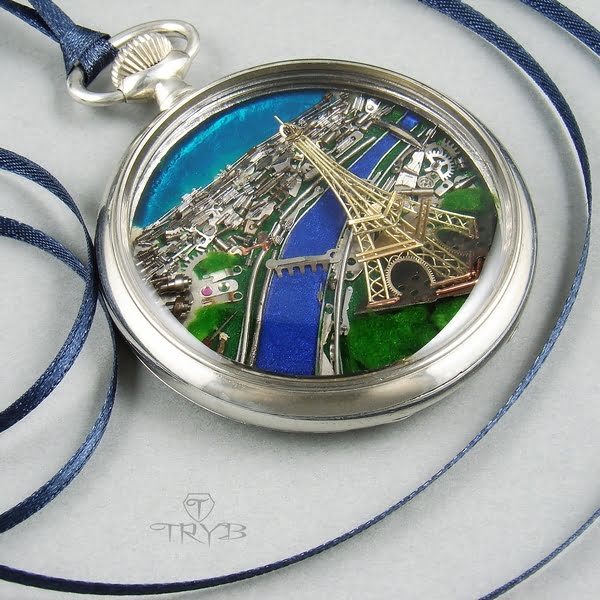 Miniaturowa diorama Paryża z Wieżą Eiffla