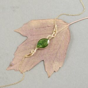 Łańcuszkowa bransoletka ze złota 585 z listkiem