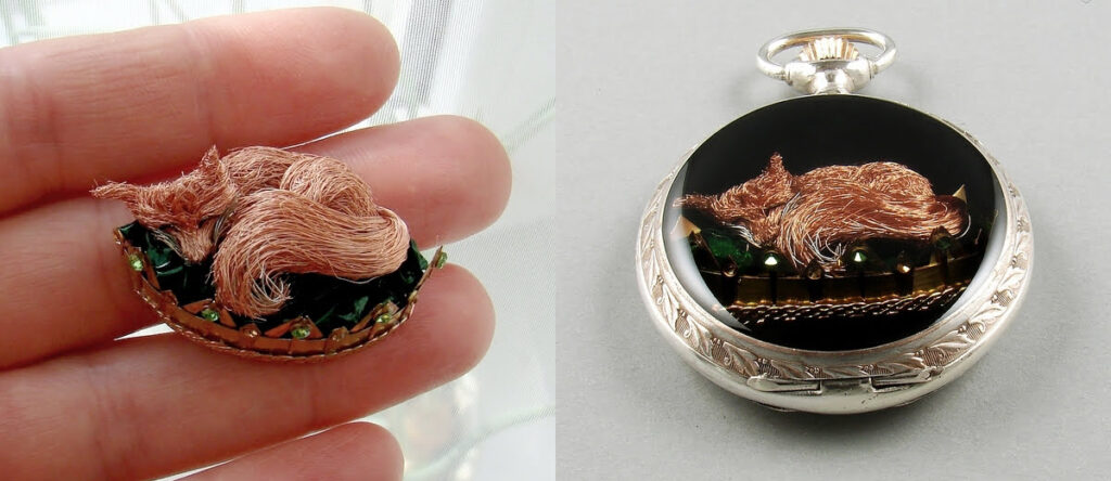 Unikatowy wisiorek ze śpiącym lisem w koronie