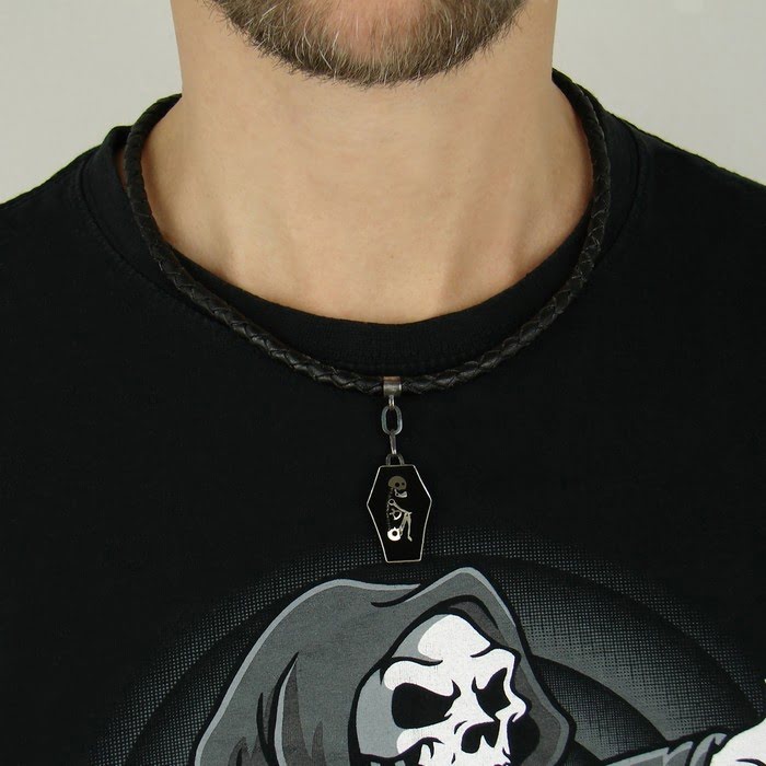 Męski naszyjnik ze szkieletem z części zegarków i srebra