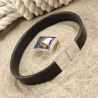 Męska biżuteria artystyczna - bransoletka z żaglówką