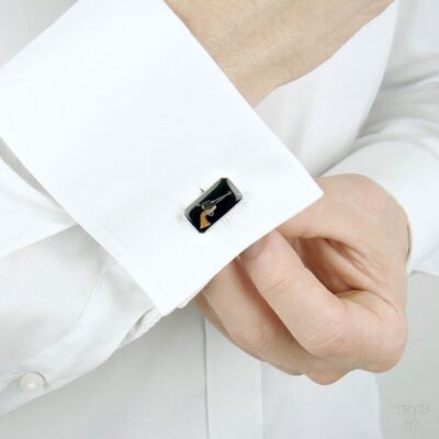 Spinki rewolwery ze srebra i części zegarków