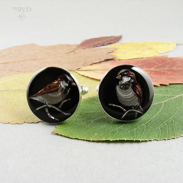 Spinki do mankietów wróble