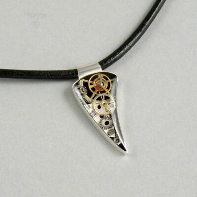 ZĄB CZASU minimalistyczny męski naszyjnik ze srebra i części zegarków