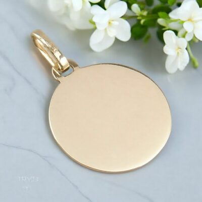 Dwustronny złoty wisiorek z miejscem na grawer