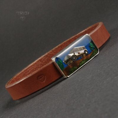 Męska bransoleta z samochodem terenowym Land Rover