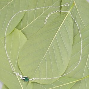 Biżuteria roślinna naszyjnik z liściem Srebrny naszyjnik celebrytka z listkiem