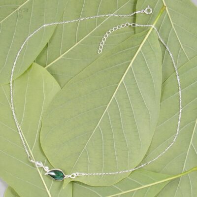 Srebrny naszyjnik celebrytka z listkiem