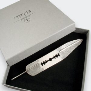 Biżuteria artystyczna ze srebra - ptasie pióro.